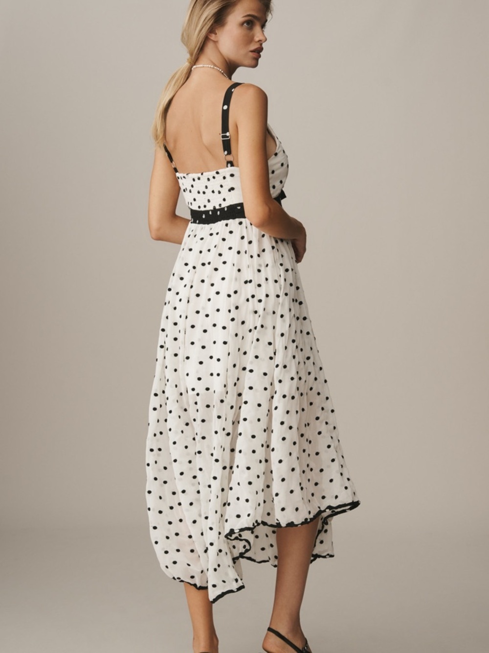 Anthropologie Maeve Polka Dot Sleeveless V-Neck Midi Slip Dress - Picture 3 of 9